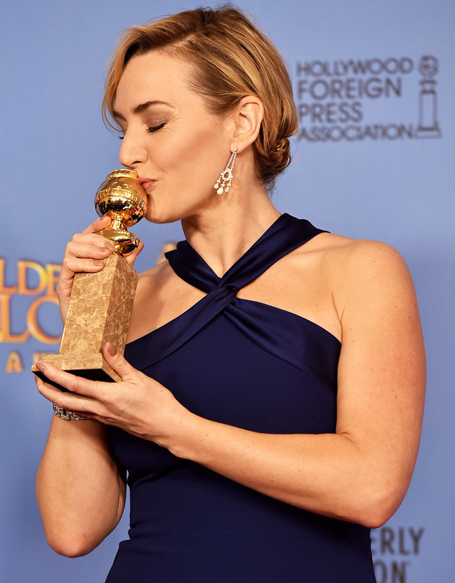 BEVERLY HILLS, CA - JANUARY 10: Actress Kate Winslet, winner of Best Supporting Performance in a Motion Picture for 'Steve Jobs,' poses in the press room during the 73rd Annual Golden Globe Awards held at the Beverly Hilton Hotel on January 10, 2016 in Beverly Hills, California. (Photo by Kevin Winter/Getty Images)